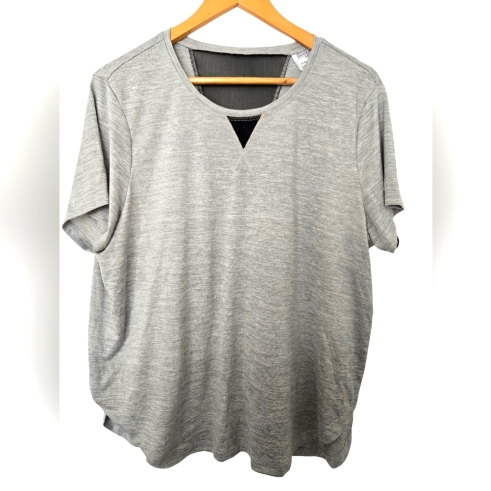 Danskin Now Gray Short Sleeve Tee V-Neck Size XL
